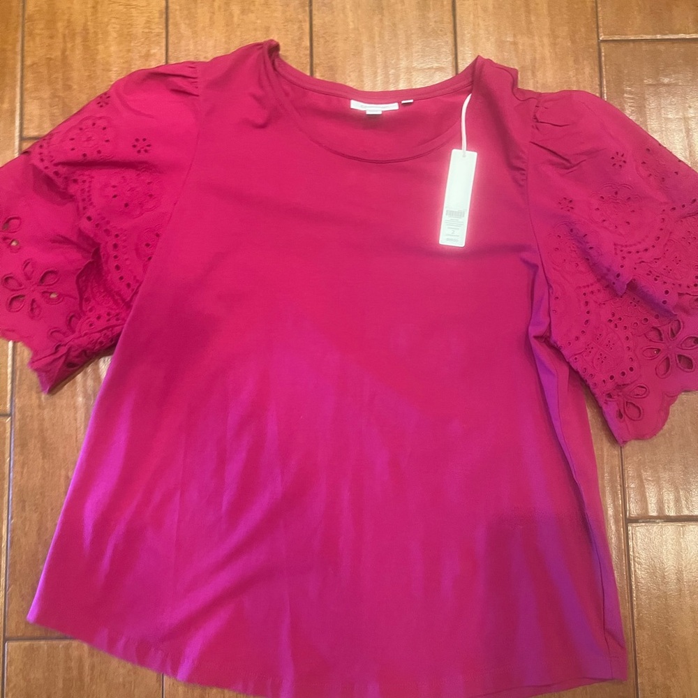 Chico's Fuchsia Eyelet Sleeve Blouse